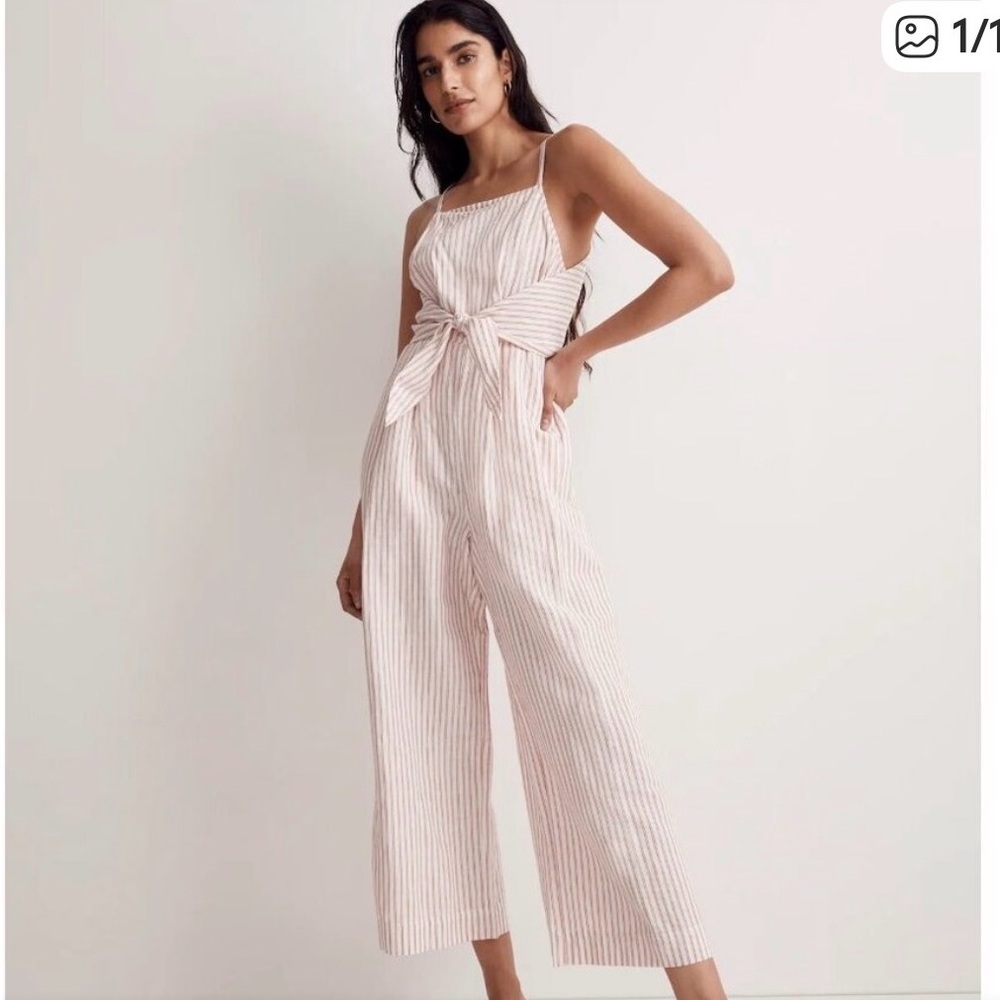 Madewell Pink Striped Jumpsuit